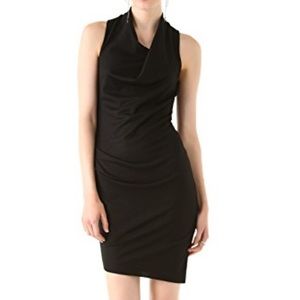 Helmut Lang Black Sonar Wool Cowl Neck Dress sz S
